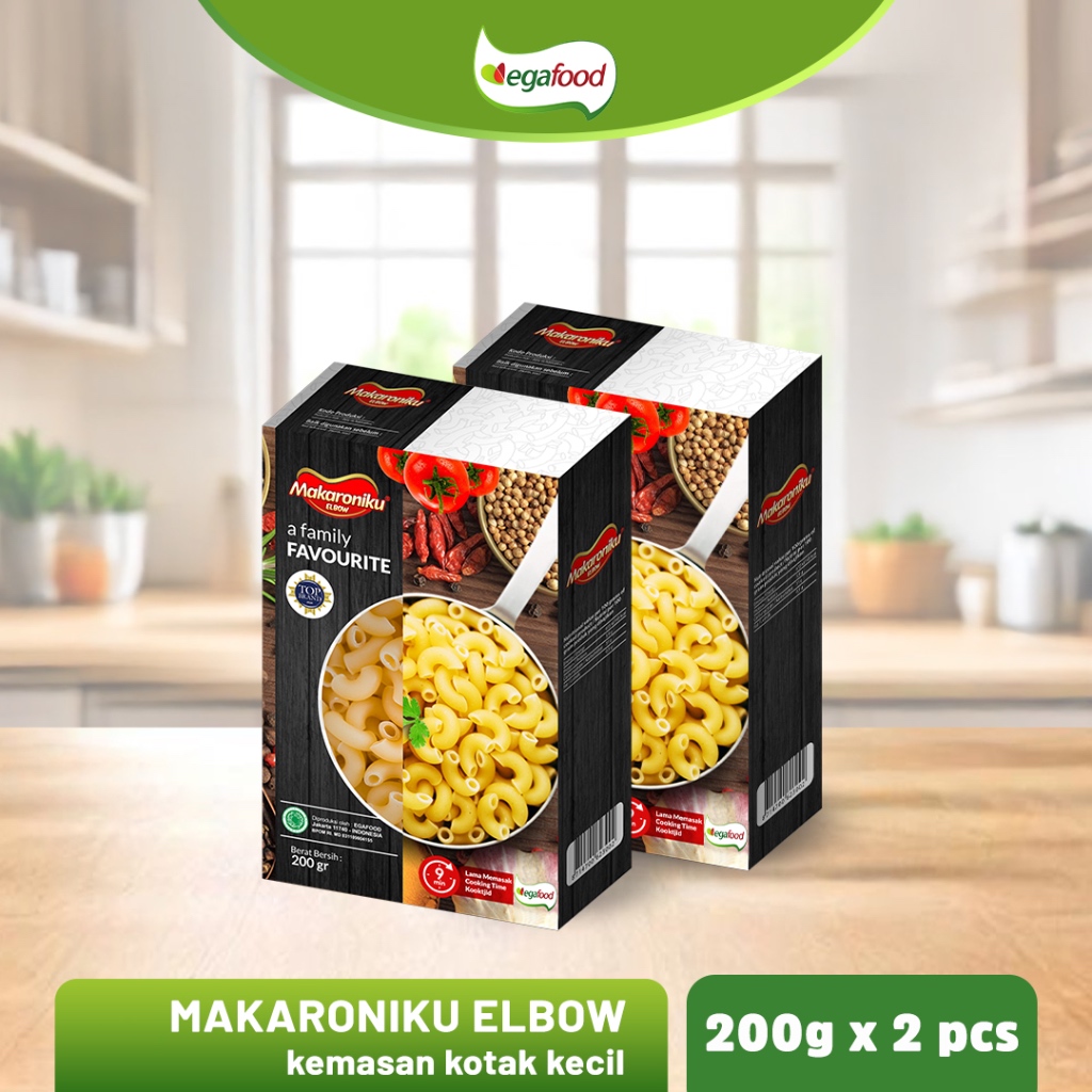 

MAKARONIKU Elbow / Makaroni Bantet Mentah / Macaroni Pasta 200 gram x 2 pcs