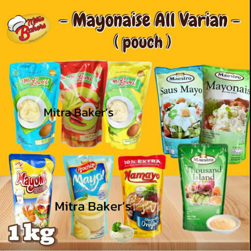 

MAYONAISE 1 KG ALL VARIAN BRAND (PROCHIZ,MAESTRO,MAYUMI,MAMAYO,MC LEWIS)