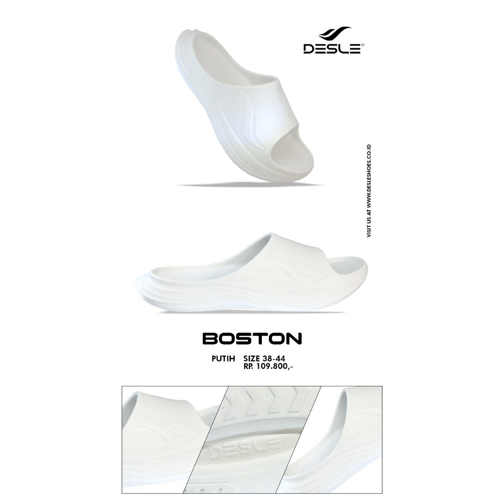 SANDAL DESLE BOSTON PUTIH SLIP ON