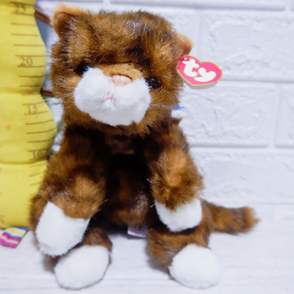Boneka Kucing Cat Ty Mirip Asli Bulu Coklat Original