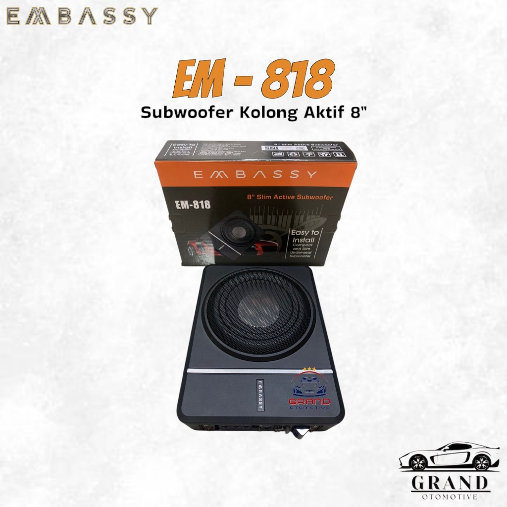 Subwoofer Kolong Embassy EM 818 Subwoofer Aktif Kolong Underseat basskolong Slim Mobil