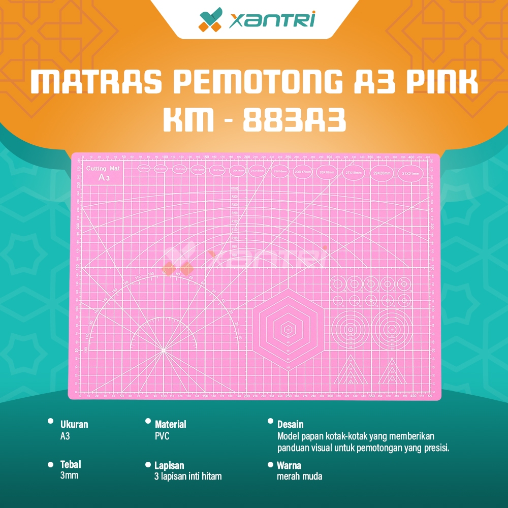 

XANTRI - WORK CUTTING MAT PAD A3 45 X 30CM PINK