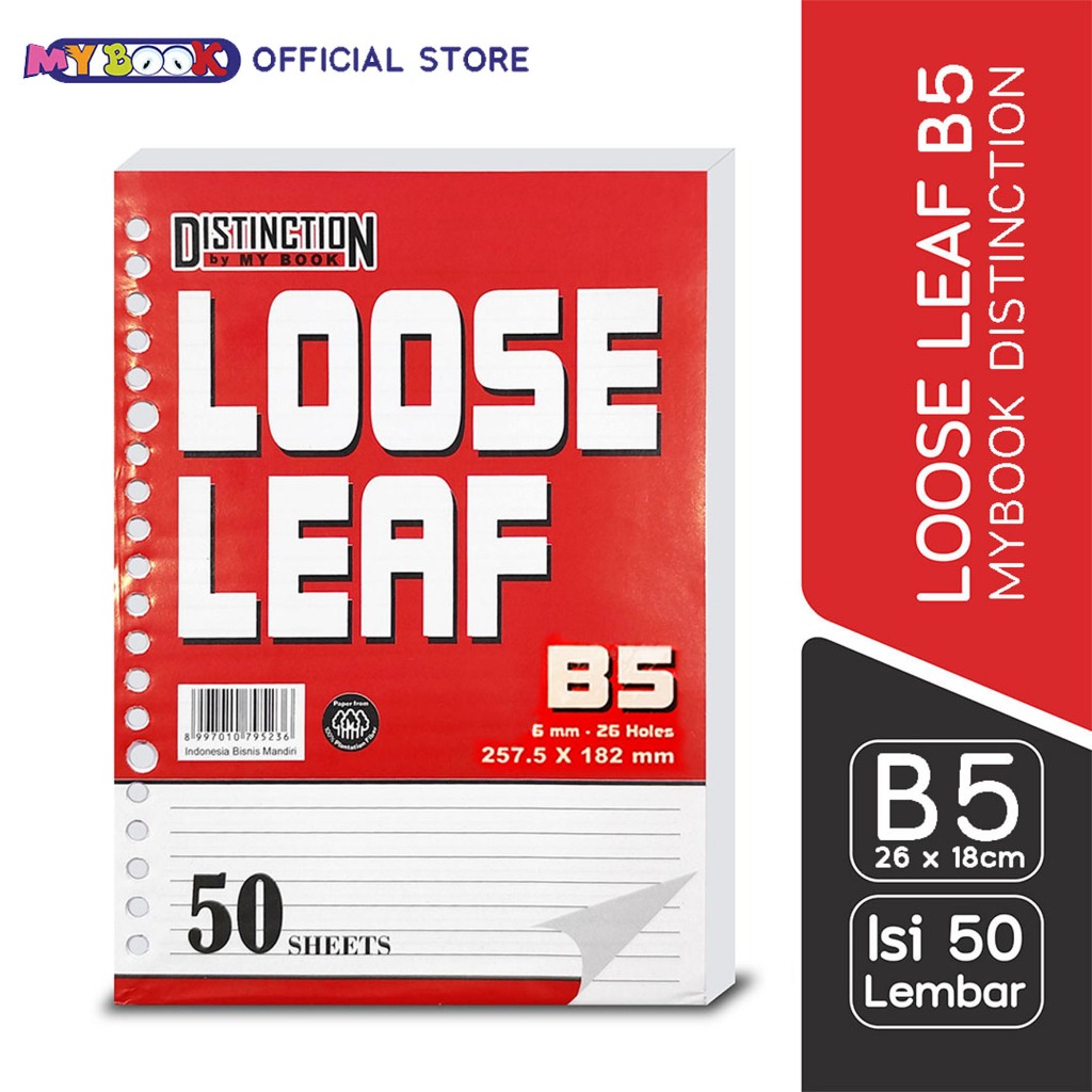 

My Book Distinction Loose Leaf Isi Binder Bergaris B5 - 50 Lembar