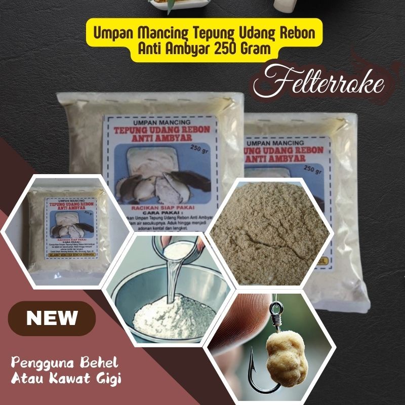 Umpan Mancing Tepung Udang Rebon Anti Ambyar 250 Gram