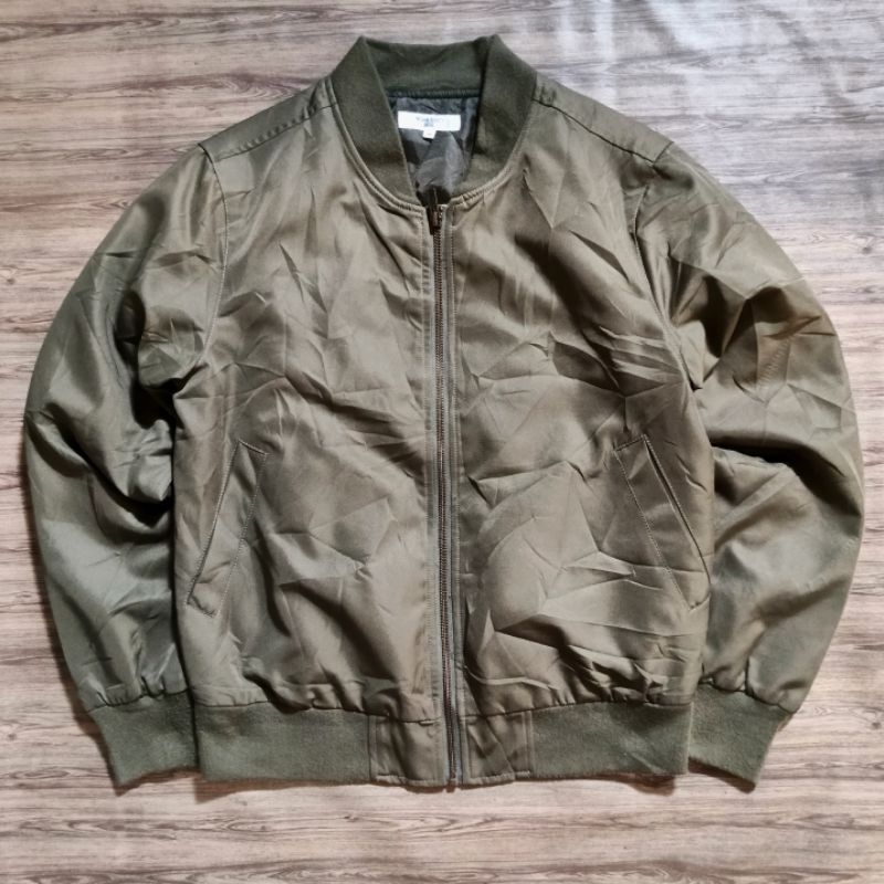 Canvas Bomber Army Jacket - Jaket Unisex Wanita Tebal Branded Preloved