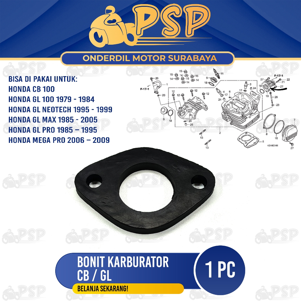 Bonit Karburator CB / GL - Ebonit Manipol Manifold Fiber Insulator Karbu Honda CB 100 GL 100 Megapro