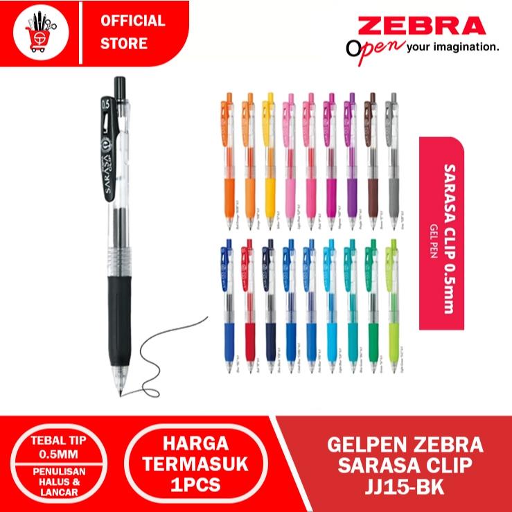 

Balpen | Pulpen | Gelpen Zebra Sarasa Clip JJ15-BK 0.5 - 0.7 - 1.0mm Retractable Pen Water Based (1pcs)