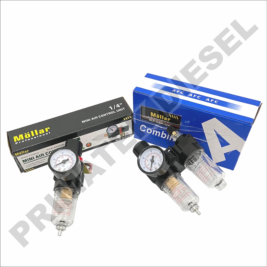Mini Air Control Unit Single Double 1/4" MOLLAR / Filter Air Kompresor Udara Regulator Pengatur Teka