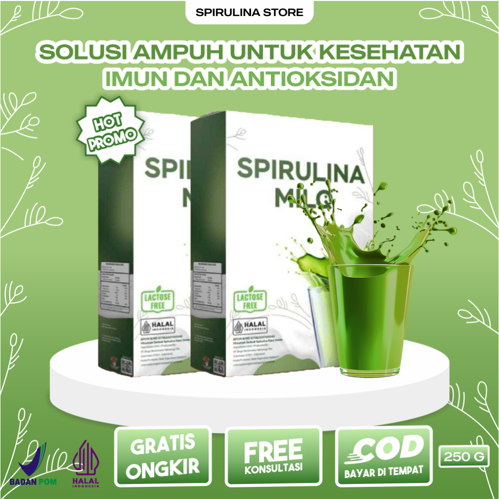 

Spirulina Milq Paket 2 Box Susu kesehatan Imun dan Antioksidan Superfood Pertama di Indonesia