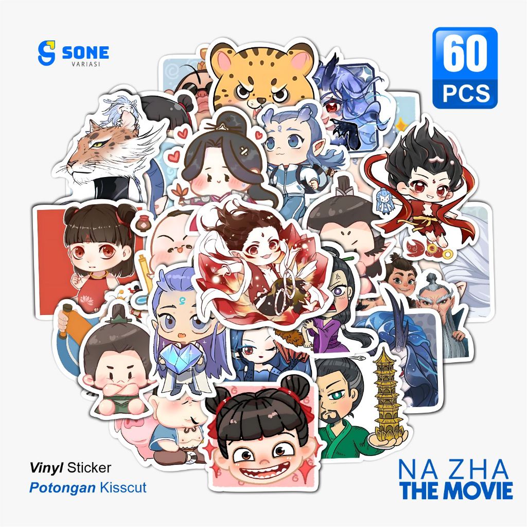 

Sticker Pack NE ZHA The Movie / Stiker Kartun Animasi Paper Vinyl Deco Buku Jurnal Tumbler Laptop Aesthetic