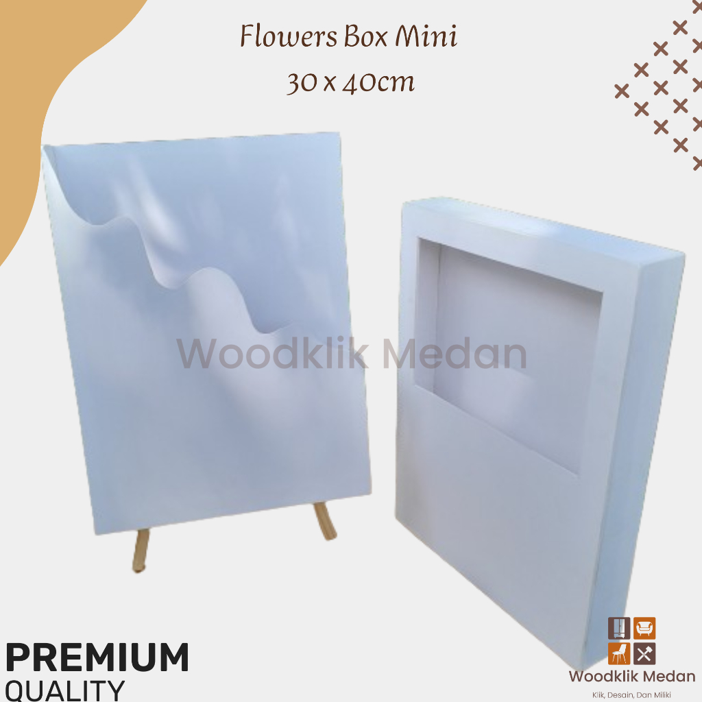 FLOWERS BOX MINI UKURAN (30 x 40cm)/ FLOWERS BOX DEKORASI WEDDING & GIFT/ FLOWERS BOX PVC PUTIH