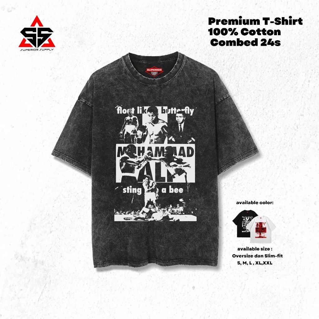 SUPERIOR Kaos Muhammad Ali Oversized washed tshirt Oversize slimfit sandwash ALI-10