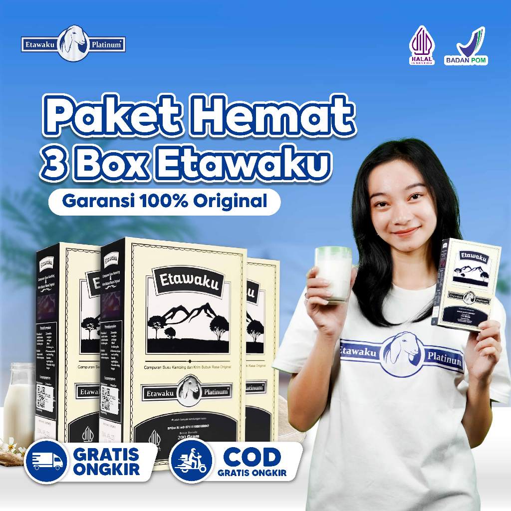 

Etawaku Platinum 3 Box Susu Kambing Etawa Bubuk Murni Atasi Masalah Pernafasan Asma dan Tulang Sendi