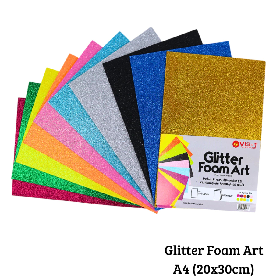 

Glitter Foam Art - Eva Foam Art - Kertas Gliter - Kertas Spons VIS-1 - ISI 10 LEMBAR WARNA WARNI