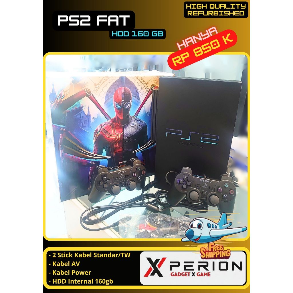 SONY Playstation PS2 Fat 160gb internal HDD Fullgames Refurbished