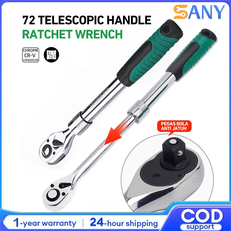 【COD】Gagang Rachet 1/2 72gigi Panjang Gagang Kunci Shock Sok Ratchet - Rachet Otomatis