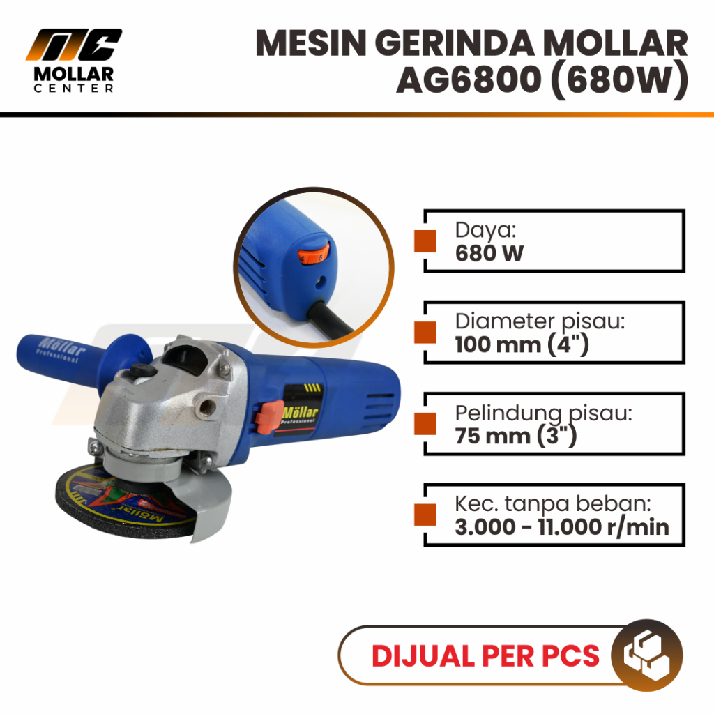 Mesin Poles Mobil MOLLAR MLR-AG6800 Mesin Gerinda Variable Speed