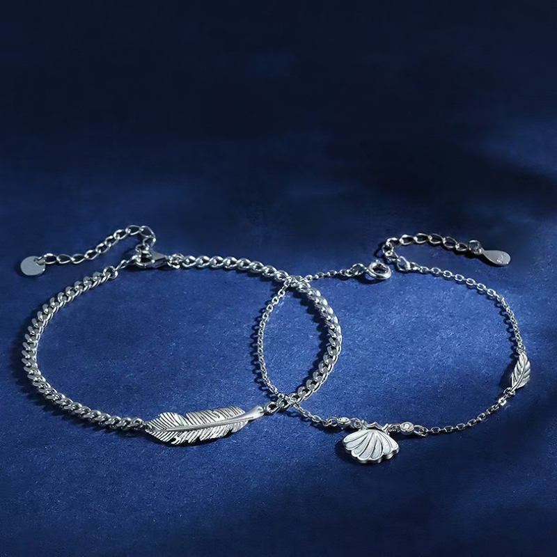 Gelang Couple Titanium Anti Karat Gelang Rantai Emas Putih Pria Gelang Wanita Permata Nikah