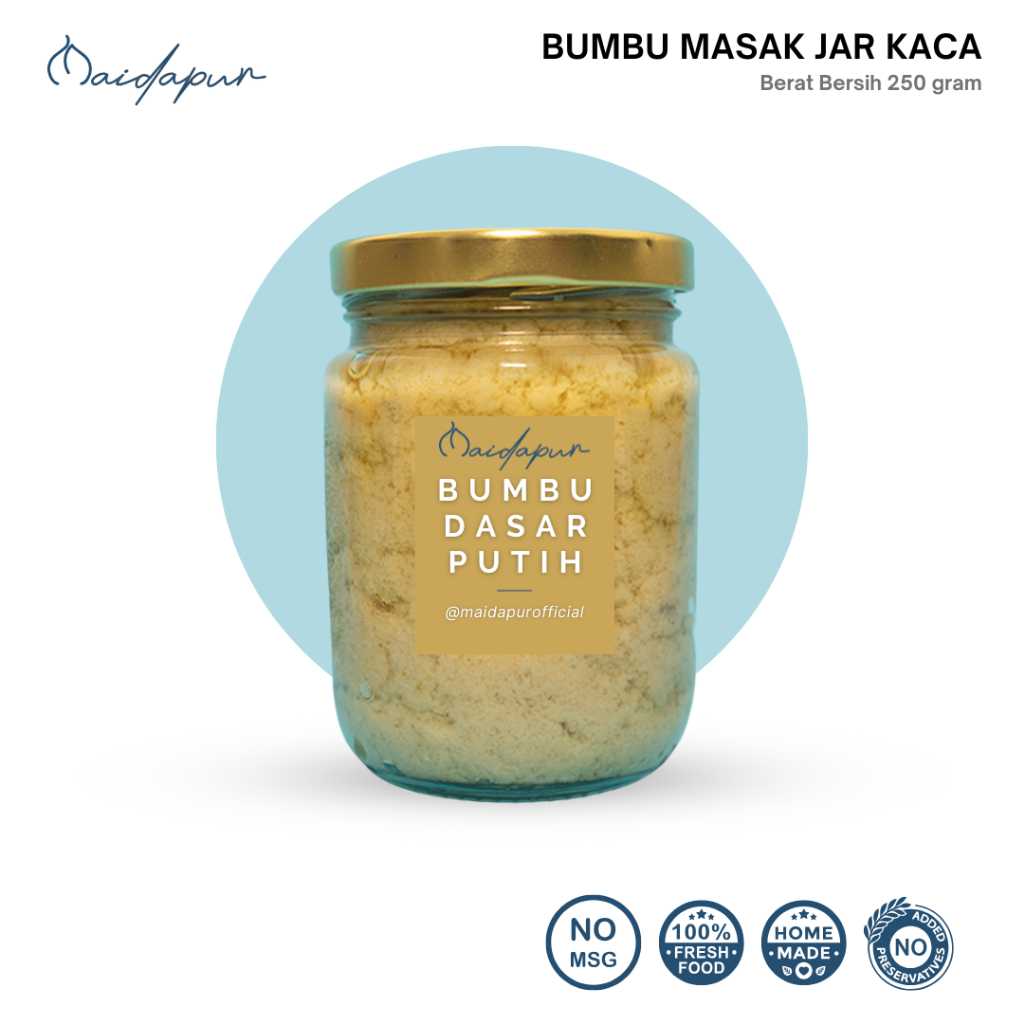 

Bumbu Dasar Putih Tanpa MSG - Maidapur Bumbu Dapur Siap Pakai Homemade MPASI Jar Kaca 250 Gram