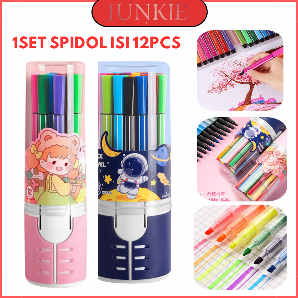 

- [COD] Spidol Warna Warni 1 Set / Stabilo Highlighter / Hexagonal Watercolor Isi 12PCS