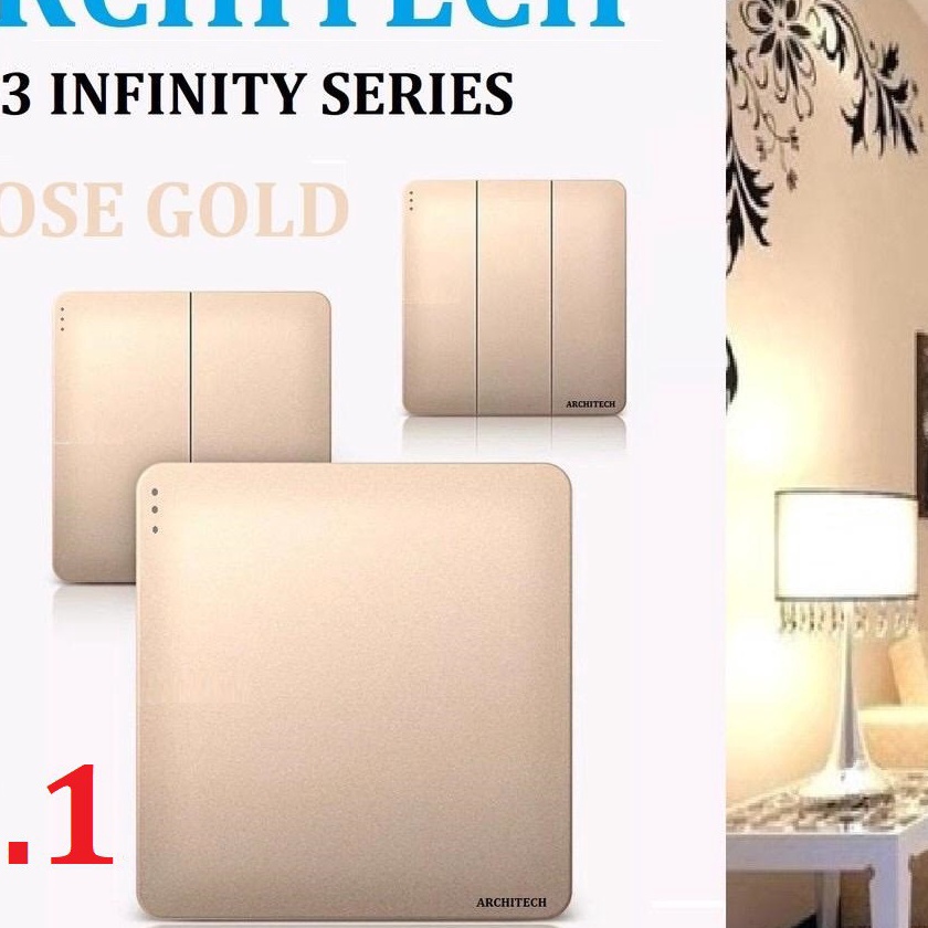 Gila Architech Infty Gold A63 Architech Stop  Sakelar  Cetekan Saklar Rumah Gabungan saklar rose gol