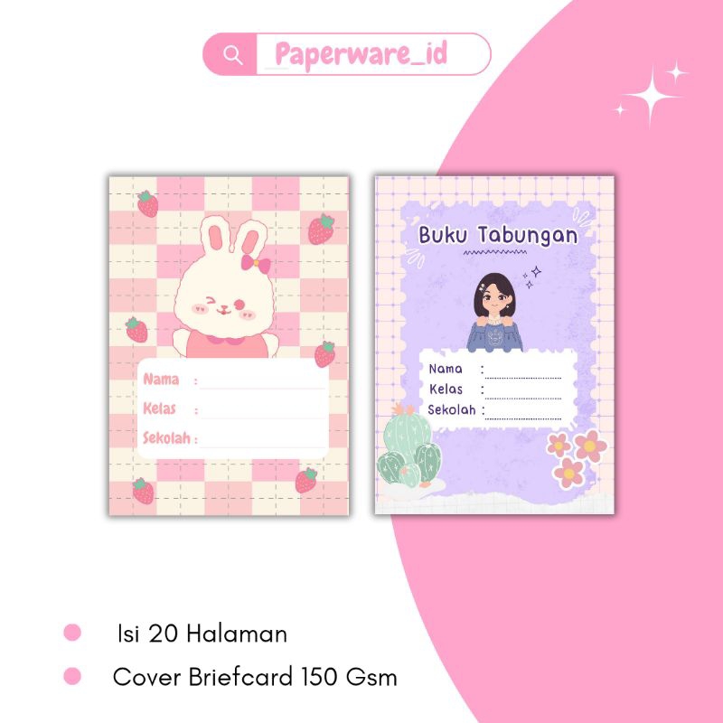 

buku tabungan karakter tema cute / buku tabungan karakter lucu / buku tabungan sekolah