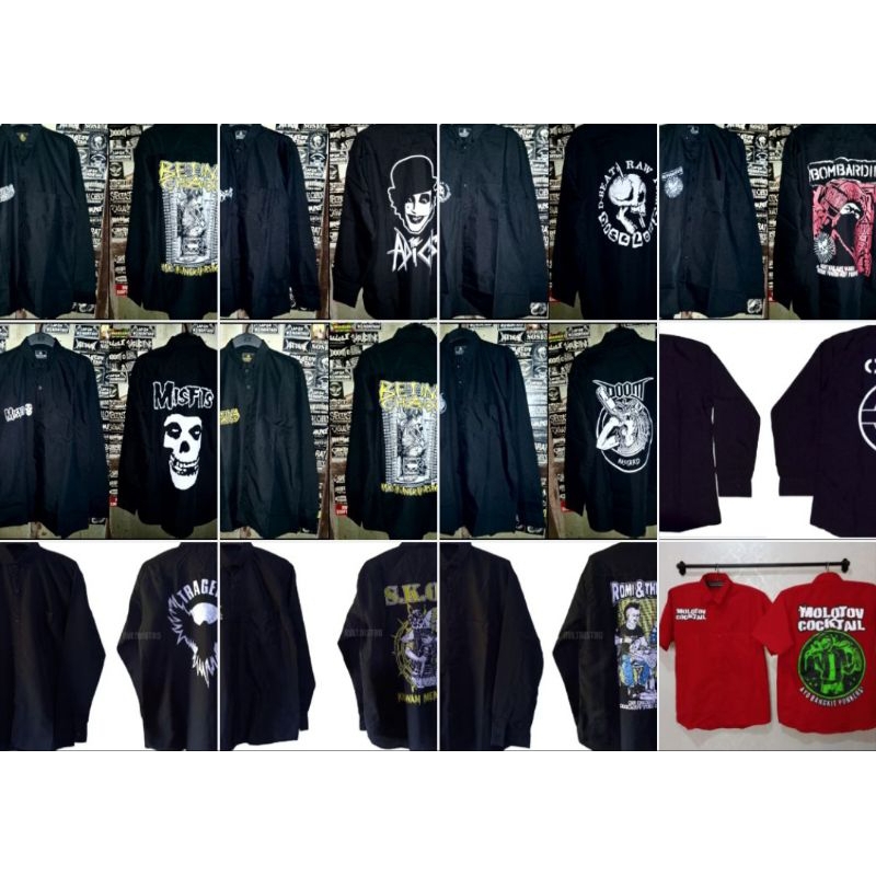 KEMEJA BAND PUNK/KEMEJA LENGGAN PANJANG/HEM BAND PUNK/KEMEJA SABLON BAND PUNK/LENGGAN PANJANG