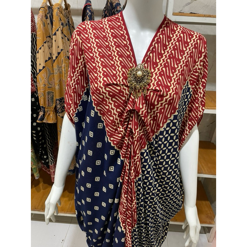 Kaftan mewah 2 dimensi warna Navy merah Nyaman bahan adem