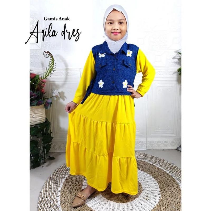 Aqila Dress Gamis Anak - Dress anak kekinian