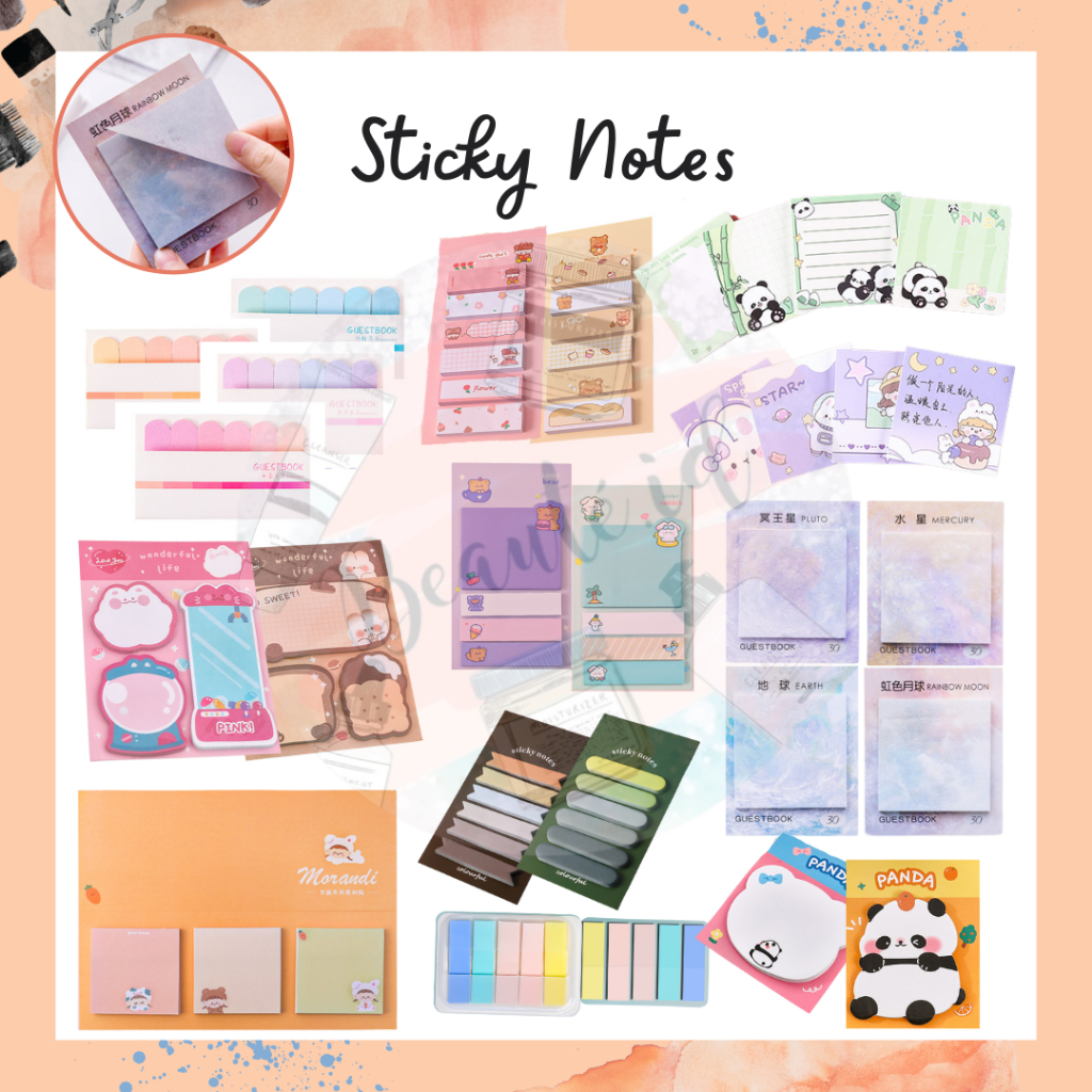 

Sticky Note Lucu Unik Aesthetic Memo Pad Bookmarks Sticker Buku Catatan Kecil Pembatas Buku Untuk Sekolah Anak Belanjaan Serbaguna Desain Animasi / Gradien
