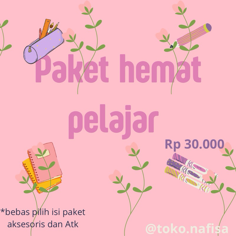 

Toko Nafisa Paket Hemat Pelajar 30k Aksesoris dan Alat Tulis