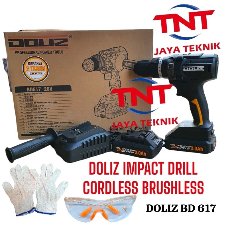 DOLIZ BD617 MESIN BOR BETON TEMBOK CORDLESS BRUSHLESS DOLIZ BD 617 / CORDLESS IMPACT DRILL DOLIZ BD 