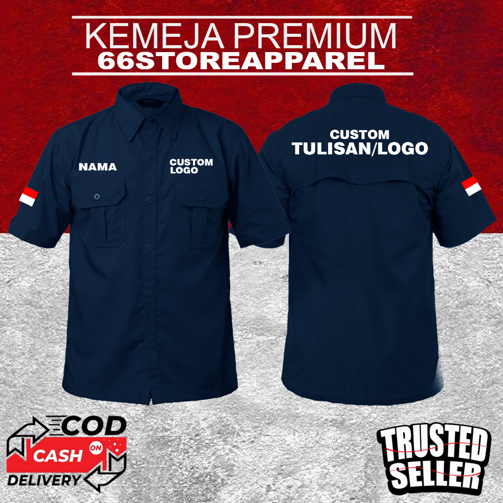KEMEJA PDH - KEMEJA CUSTOM BORDIR - KEMEJA LENGAN PENDEK BEBAS DESAIN SENDIRI