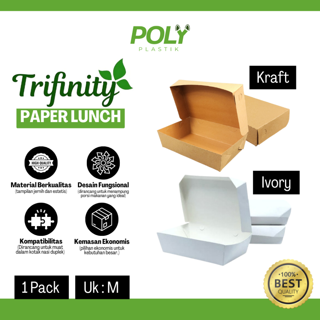 Paper Lunch Box Tebal Ukuran M Isi 50Pcs