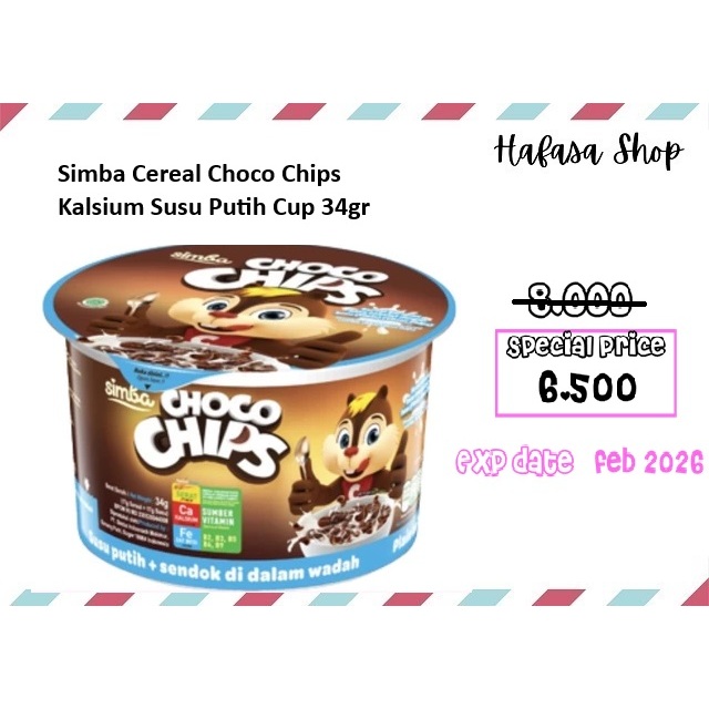 

Simba Cereal Choco Chips Kalsium Susu Putih Cup 34gr