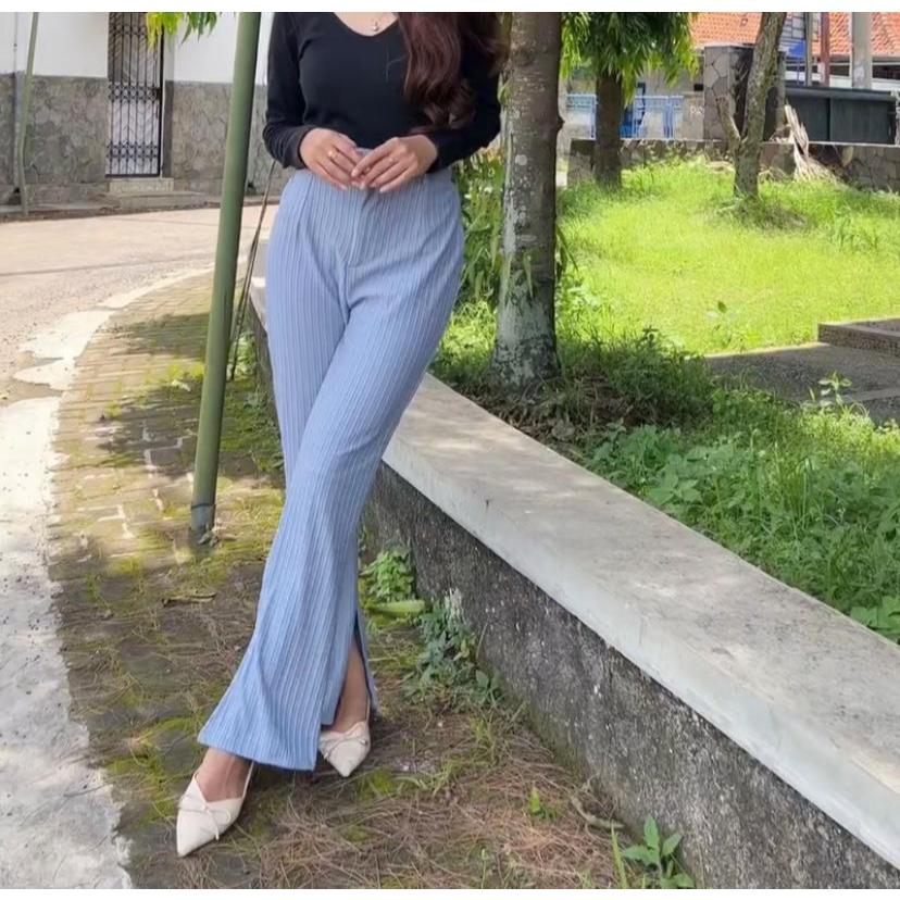 Celana Cutbray Knit Wanita Highwaist Knit Cutbray Wanita Premium Celana Panjang Wanita Melar Kain Sa