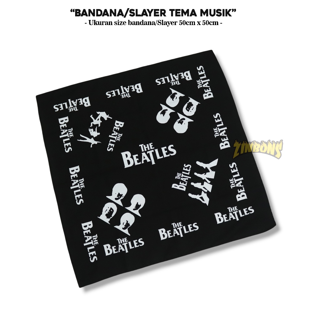 Bandana Motif Band The Beatles Slayer musik bando syal bermotif bandana keren bandana pria tema musi