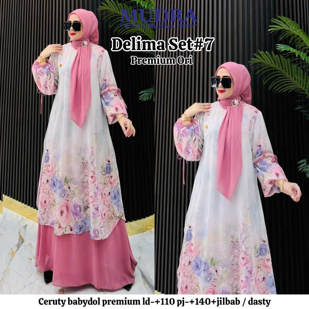 Mudra Hijab / Gamis Terbaru / Gamis Wanita / Gamis Premium / Delima / Mudra Collection