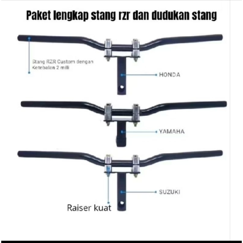 TRG Paket stang rzr plus dudukan stang honda yamaha suzuki full set setang stir rzr supra beat vario