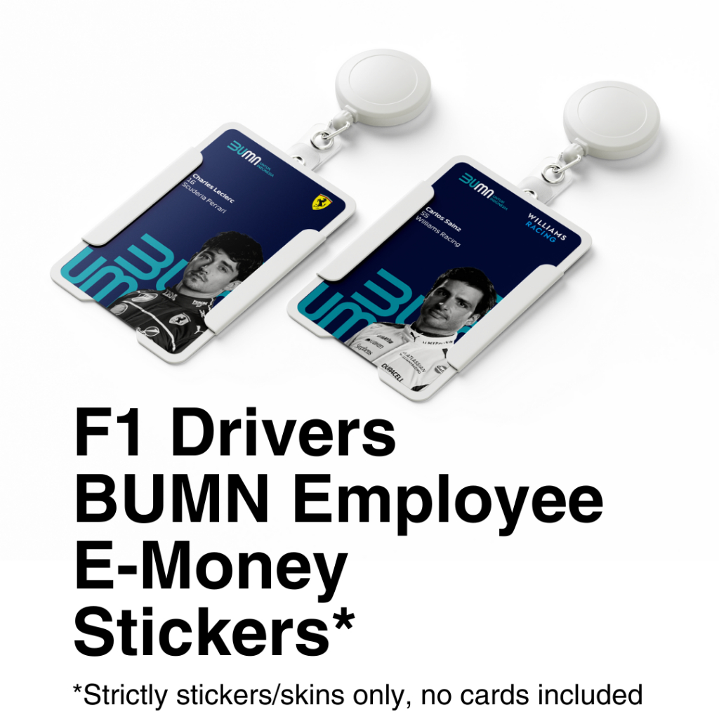 

F1 Driver BUMN E-Money Vinyl Sticker Formula 1 - Leclerc, Sainz. Norris, Verstappen, etc. [Downforce Studio]
