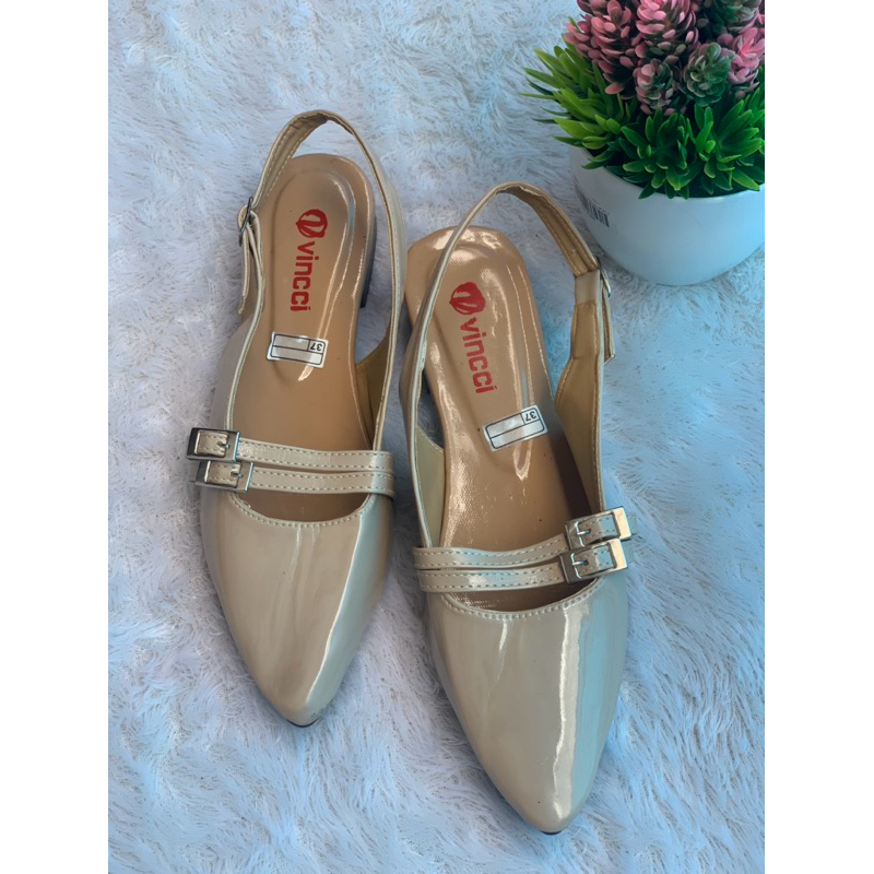 OFASHION sepatu mules tali belakang wanita tali flatshoes