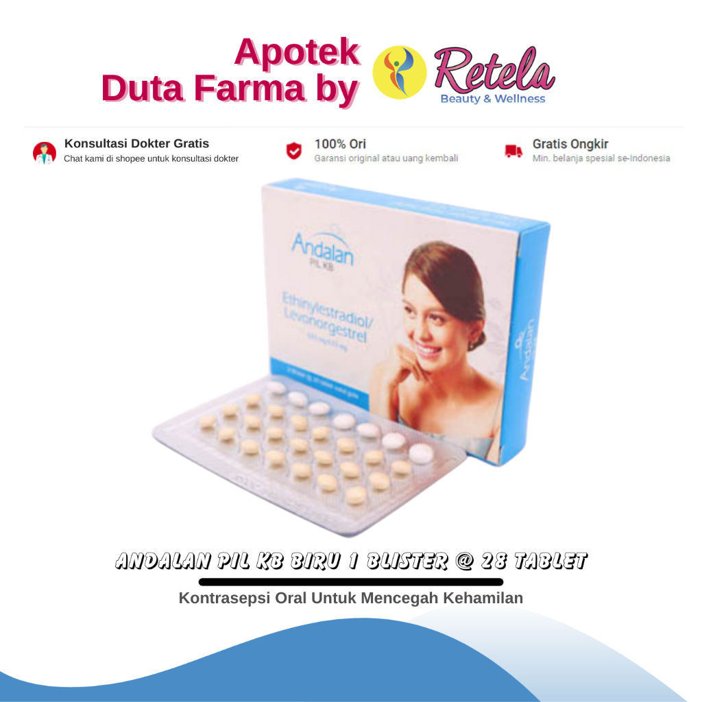 Andalan Pil KB Biru 1 Strip @ 28 Tablet / Kontrasepsi Oral Untuk Mencegah Kehamilan