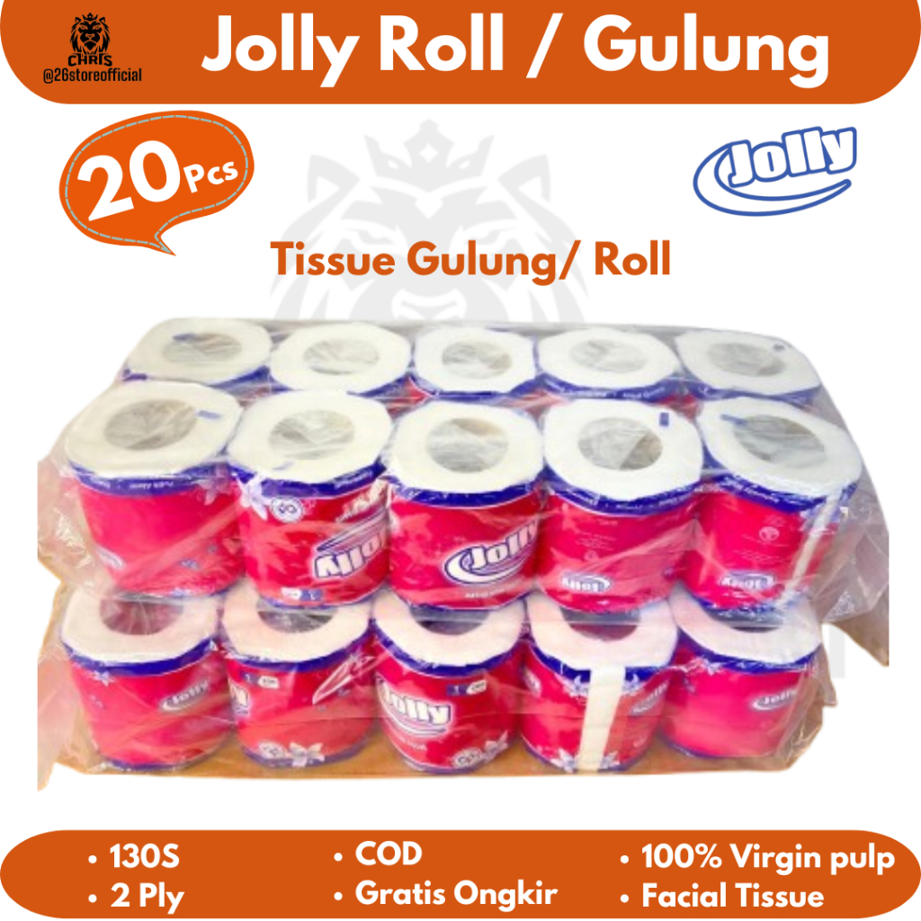 Jolly Gulung [20 ROLL] Tissue toilet - Tissue JOLLY ROLL Non Emboss Tisu Gulung Toilet