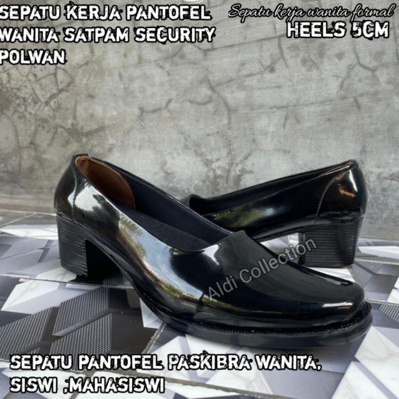 Sepatu Pantofel Heels Wanita Kilap - Sepatu Pdh Polwan