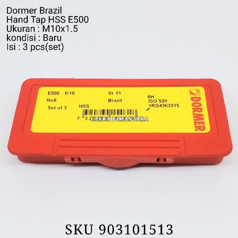 Dormer Tap M10x1.5 Hand tap isi 3 Taping Manual M10 x 1.5 HT set M 10