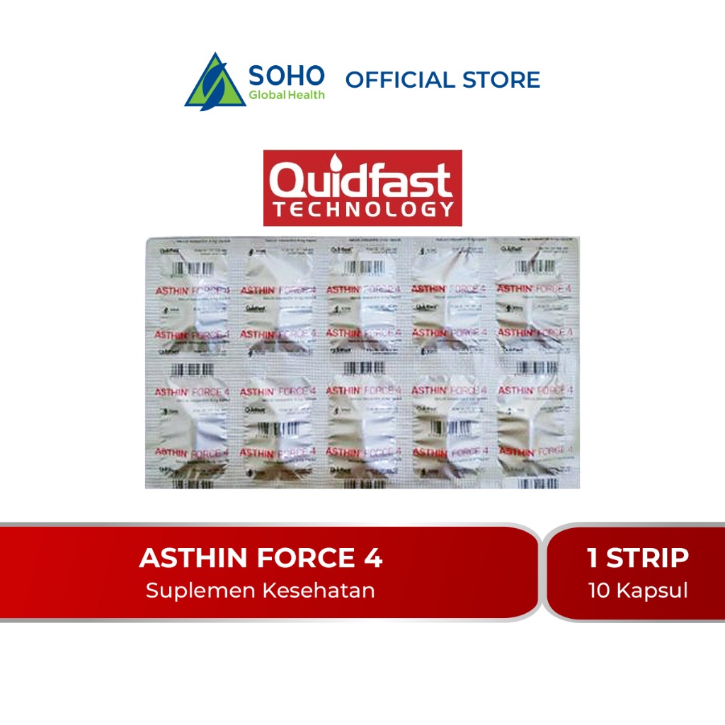 Asthin Force 4 Suplemen Antioksidan + Healthy Skin isi 1 Strip @10 Kapsul