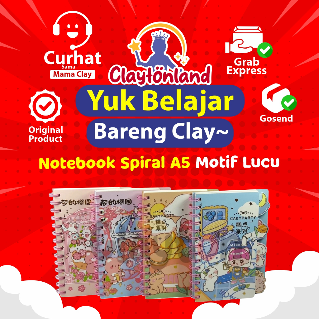 

Notebook Spiral A5 / Buku Tulis Spiral A5 Motif Lucu / Diary Buku Catatan Book Ada Pembatas HLFY