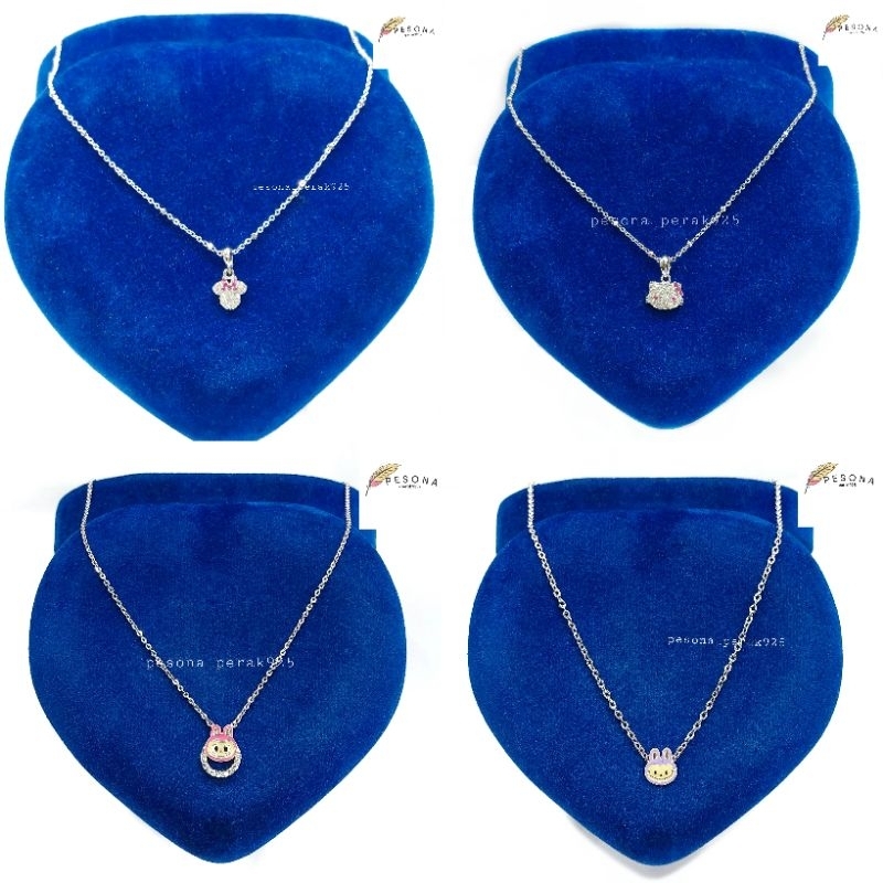 RB Kalung Anak Mickey Mause Perak Asli 925 Lapis Emas Putih Asli Kalung Anak Mickey Mause, Kalung