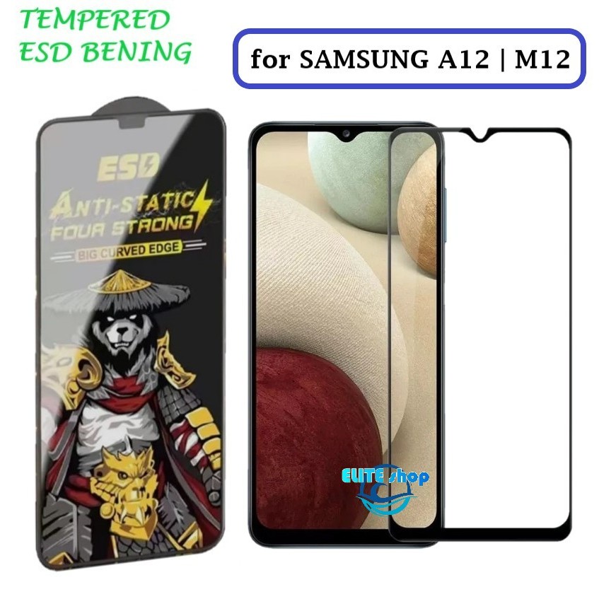 SAMSUNG A12 | SAMSUNG M12 TEMPERED GLASS PREMIUM -TG ANTI STATIC ESD Tempered Glass ESD Full Cover A