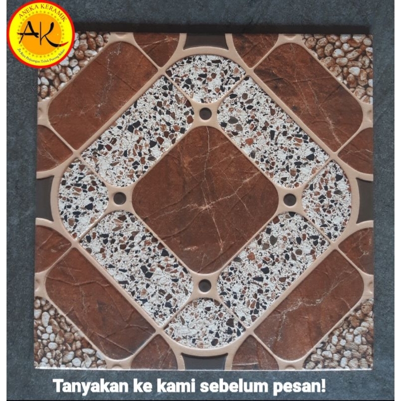 Keramik Lantai Teras Garasi Kamar Mandi Motif Batu Alam 40x40 Elegan Beige